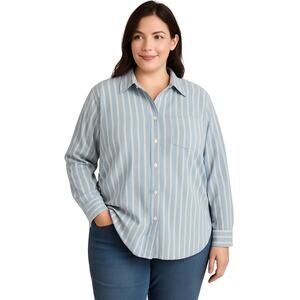 Lauren Jeans Co. Ralph Lauren Blue White Stripe Button-Down Shirt – 1X